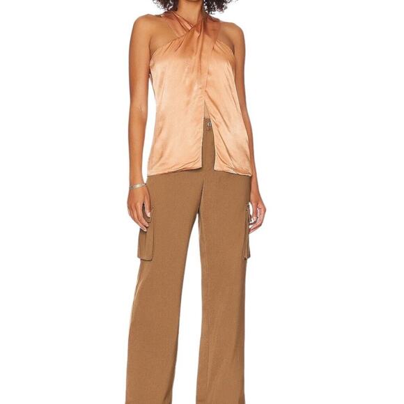 Revolve Lanston Cross Front Halter Top Honey Size XS New With Tag Key Hole Back - Picture 1 of 14